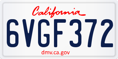 CA license plate 6VGF372