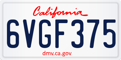 CA license plate 6VGF375
