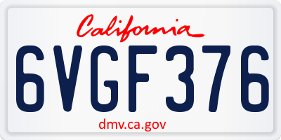 CA license plate 6VGF376