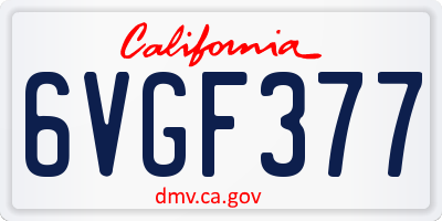 CA license plate 6VGF377