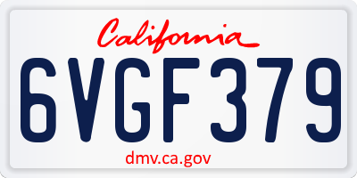 CA license plate 6VGF379