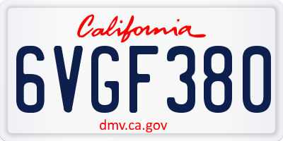 CA license plate 6VGF380