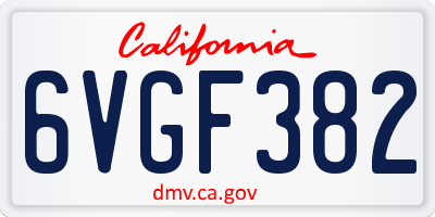 CA license plate 6VGF382