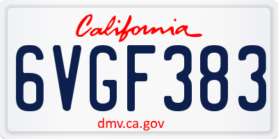 CA license plate 6VGF383