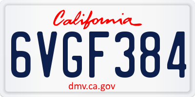 CA license plate 6VGF384