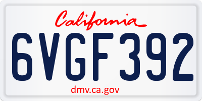 CA license plate 6VGF392