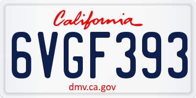 CA license plate 6VGF393