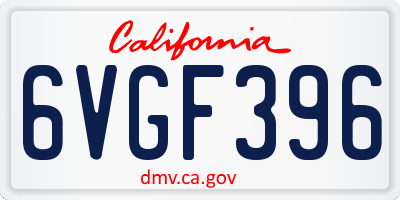 CA license plate 6VGF396