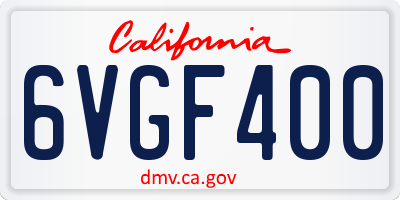 CA license plate 6VGF400
