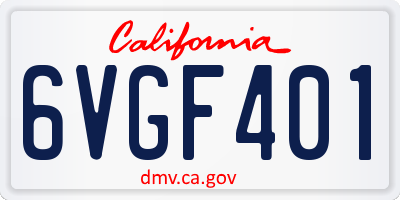 CA license plate 6VGF401
