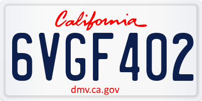 CA license plate 6VGF402