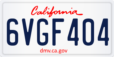 CA license plate 6VGF404