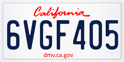 CA license plate 6VGF405