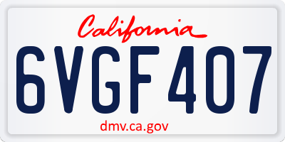 CA license plate 6VGF407