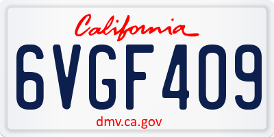 CA license plate 6VGF409