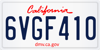 CA license plate 6VGF410