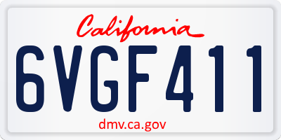 CA license plate 6VGF411