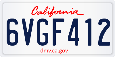 CA license plate 6VGF412