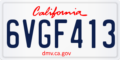 CA license plate 6VGF413