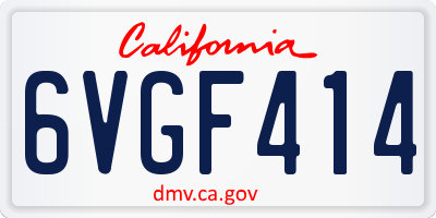 CA license plate 6VGF414