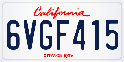 CA license plate 6VGF415