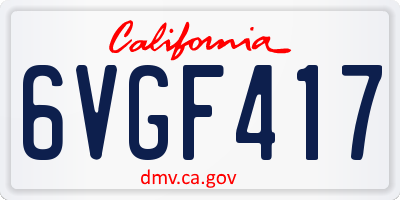 CA license plate 6VGF417