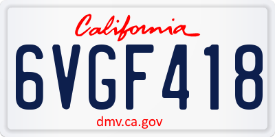 CA license plate 6VGF418