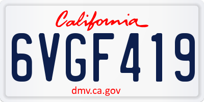 CA license plate 6VGF419