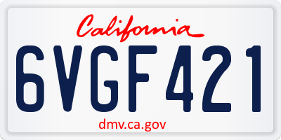 CA license plate 6VGF421