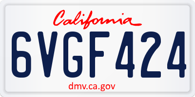 CA license plate 6VGF424