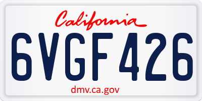 CA license plate 6VGF426
