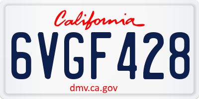CA license plate 6VGF428