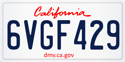 CA license plate 6VGF429