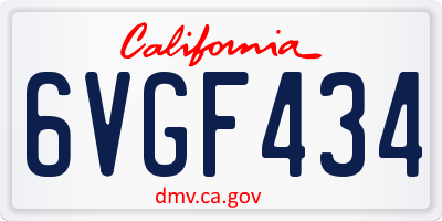 CA license plate 6VGF434