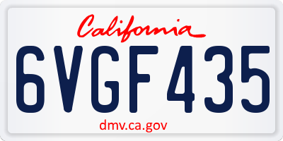 CA license plate 6VGF435
