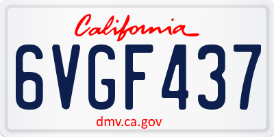 CA license plate 6VGF437