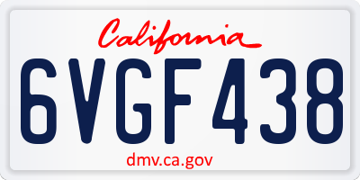 CA license plate 6VGF438