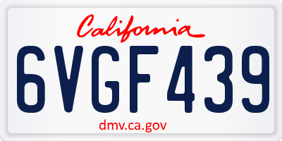 CA license plate 6VGF439