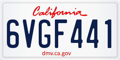 CA license plate 6VGF441