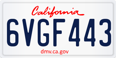 CA license plate 6VGF443