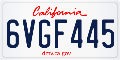CA license plate 6VGF445