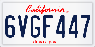CA license plate 6VGF447
