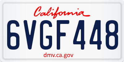CA license plate 6VGF448
