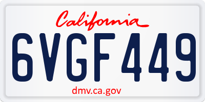 CA license plate 6VGF449