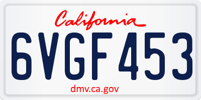 CA license plate 6VGF453