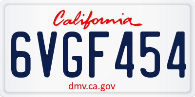 CA license plate 6VGF454