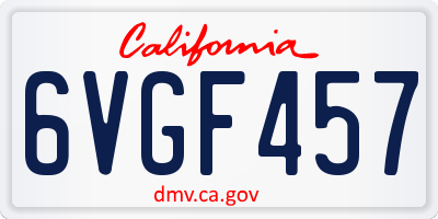 CA license plate 6VGF457