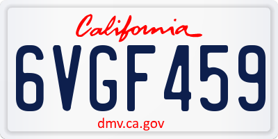 CA license plate 6VGF459