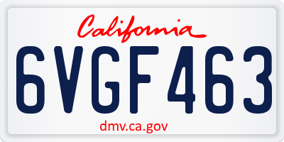 CA license plate 6VGF463
