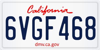 CA license plate 6VGF468